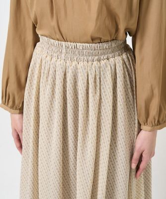 【小さいサイズ】幾何柄シフォンスカート／丈の長さが選べる／洗える