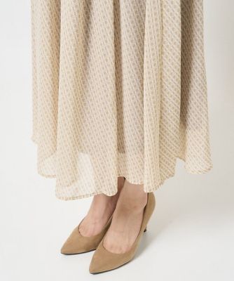 【小さいサイズ】幾何柄シフォンスカート／丈の長さが選べる／洗える