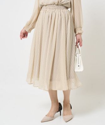 【小さいサイズ】幾何柄シフォンスカート／丈の長さが選べる／洗える