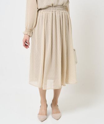 【小さいサイズ】幾何柄シフォンスカート／丈の長さが選べる／洗える