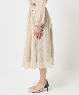 【小さいサイズ】幾何柄シフォンスカート／丈の長さが選べる／洗える