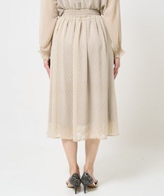 【小さいサイズ】幾何柄シフォンスカート／丈の長さが選べる／洗える