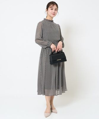 【小さいサイズ】幾何柄シフォンスカート／丈の長さが選べる／洗える