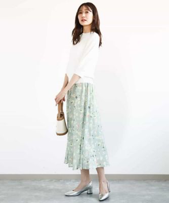 【小さいサイズ】花柄シフォンスカート／洗える