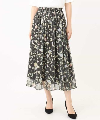 【小さいサイズ】花柄シフォンスカート／洗える