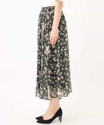 【小さいサイズ】花柄シフォンスカート／洗える