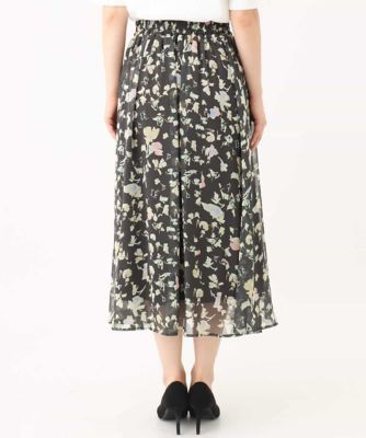 【小さいサイズ】花柄シフォンスカート／洗える