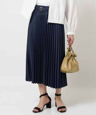 MK MICHEL KLEIN（Women/小さいサイズ）/エムケーミッシェルクラン 【小さいサイズ】デニムライクプリーツスカート／洗える