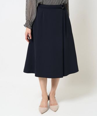 MK MICHEL KLEIN（Women/小さいサイズ）/エムケーミッシェルクラン 【小さいサイズ】ベルト付きＡラインスカート／洗える／セットアップ対応