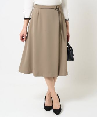 ＜MK MICHEL KLEIN（Women/小さいサイズ）＞【小さいサイズ】ベルト付きＡラインスカート／洗える