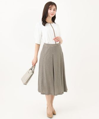 【小さいサイズ】幾何柄ジャージータックスカート／洗える