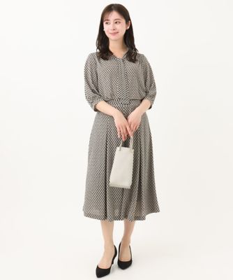【小さいサイズ】幾何柄ジャージータックスカート／洗える