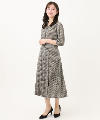 【小さいサイズ】幾何柄ジャージータックスカート／洗える