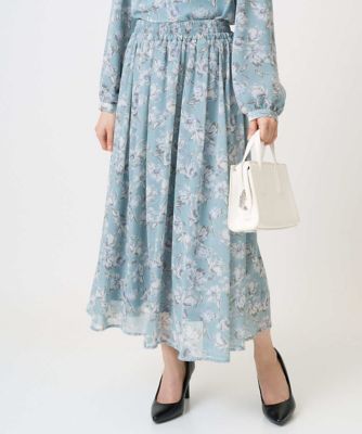 ＜MK MICHEL KLEIN（Women/小さいサイズ）＞【小さいサイズ】花柄シフォンスカート／丈の長さが選べる／洗濯機で洗える／セットアップ対応