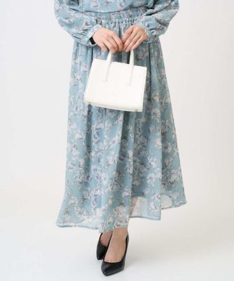 小さいサイズ】花柄シフォンスカート／丈の長さが選べる／洗濯機で