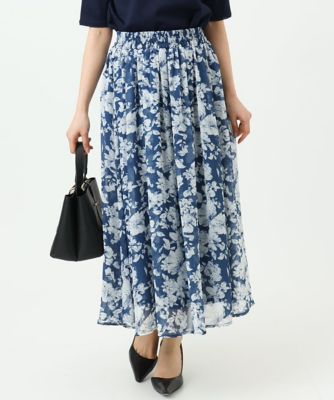 ＜MK MICHEL KLEIN（Women/小さいサイズ）＞【小さいサイズ】花柄シフォンスカート／丈の長さが選べる／洗濯機で洗える／セットアップ対応