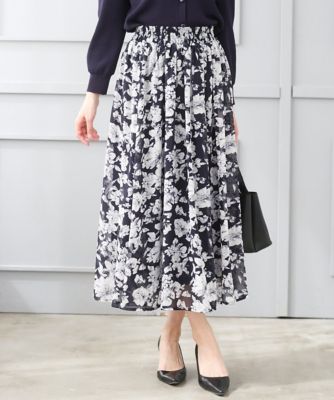小さいサイズ】花柄シフォンスカート／丈の長さが選べる／洗濯機で