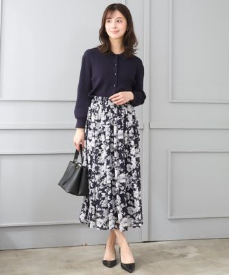 小さいサイズ】花柄シフォンスカート／丈の長さが選べる／洗濯機で