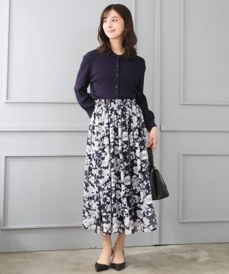 小さいサイズ】花柄シフォンスカート／丈の長さが選べる／洗濯機で