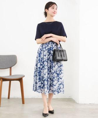 小さいサイズ】花柄シフォンスカート／丈の長さが選べる／洗濯機で