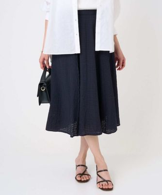 ＜MK MICHEL KLEIN（Women/小さいサイズ）＞【小さいサイズ】［洗える］シアーチェック柄フレアスカート