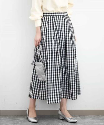 小さいサイズ】タックフレアスカート（ギンガムチェック）／洗濯機で
