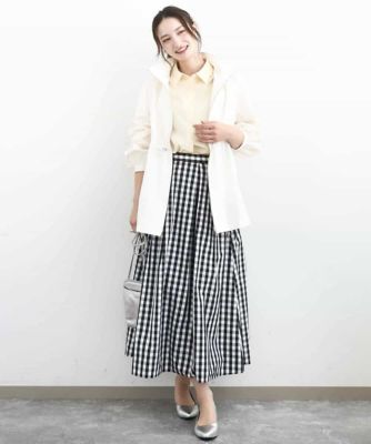 小さいサイズ】タックフレアスカート（ギンガムチェック）／洗濯機で