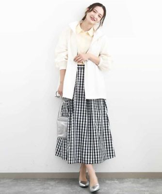 小さいサイズ】タックフレアスカート（ギンガムチェック）／洗濯機で