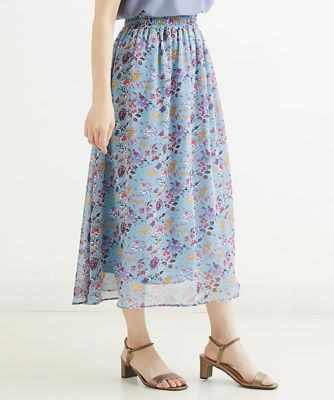 ＜MK MICHEL KLEIN（Women/小さいサイズ）＞【小さいサイズ】花柄シフォンスカート／丈の長さが選べる／洗える