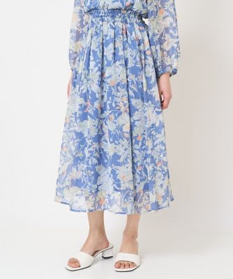 MK MICHEL KLEIN（Women/小さいサイズ）/エムケーミッシェルクラン 【小さいサイズ】花柄シフォンスカート／丈の長さが選べる／洗える