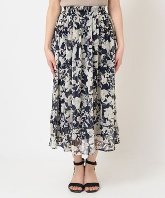 【小さいサイズ】花柄シフォンスカート／丈の長さが選べる／洗える