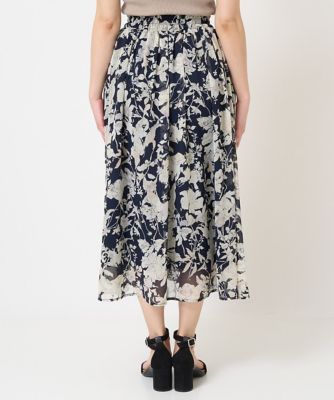 【小さいサイズ】花柄シフォンスカート／丈の長さが選べる／洗える