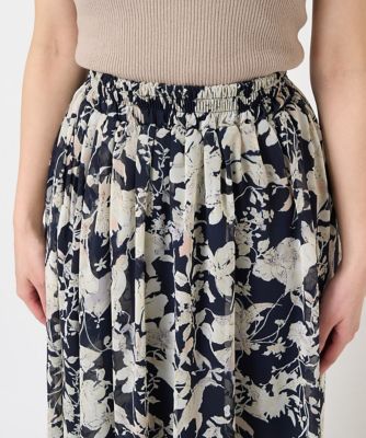 【小さいサイズ】花柄シフォンスカート／丈の長さが選べる／洗える