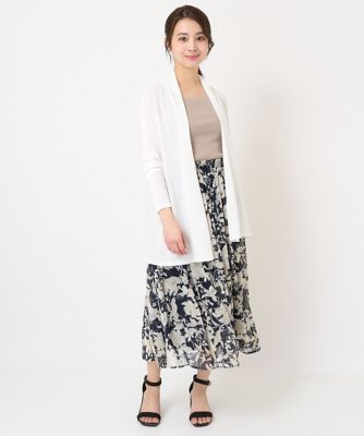 【小さいサイズ】花柄シフォンスカート／丈の長さが選べる／洗える