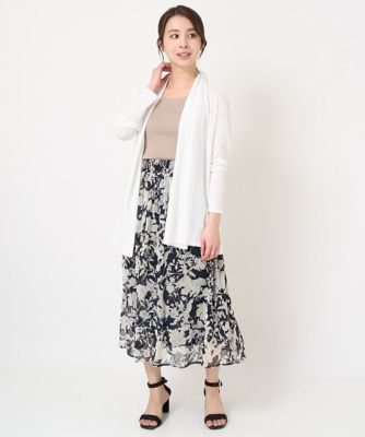 【小さいサイズ】花柄シフォンスカート／丈の長さが選べる／洗える