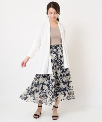 【小さいサイズ】花柄シフォンスカート／丈の長さが選べる／洗える