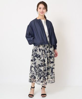 【小さいサイズ】花柄シフォンスカート／丈の長さが選べる／洗える
