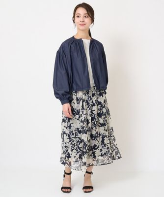 【小さいサイズ】花柄シフォンスカート／丈の長さが選べる／洗える