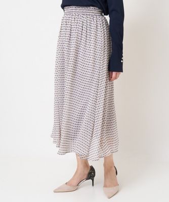 【小さいサイズ】幾何柄シフォンスカート／丈の長さが選べる／洗える