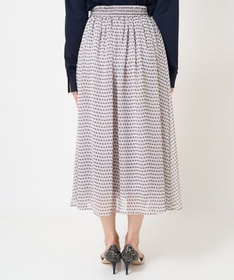 【小さいサイズ】幾何柄シフォンスカート／丈の長さが選べる／洗える