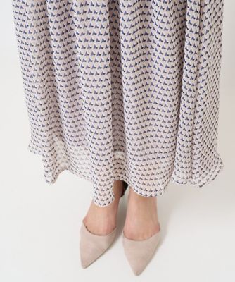 【小さいサイズ】幾何柄シフォンスカート／丈の長さが選べる／洗える