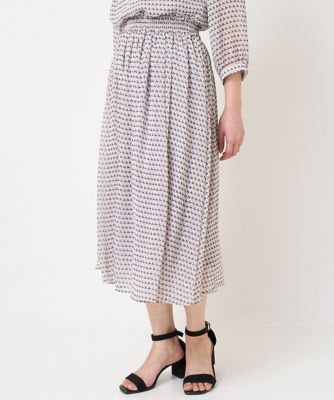 【小さいサイズ】幾何柄シフォンスカート／丈の長さが選べる／洗える