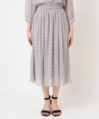 【小さいサイズ】幾何柄シフォンスカート／丈の長さが選べる／洗える