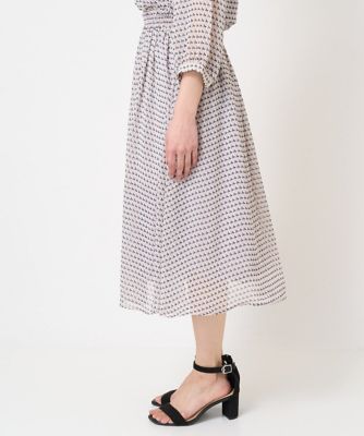 【小さいサイズ】幾何柄シフォンスカート／丈の長さが選べる／洗える