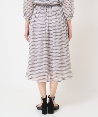 【小さいサイズ】幾何柄シフォンスカート／丈の長さが選べる／洗える