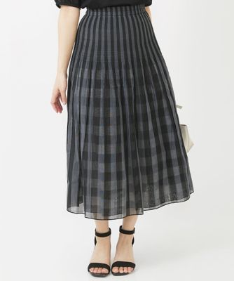 小さいサイズ】シアーチェックストライプ柄リバーシブルスカート