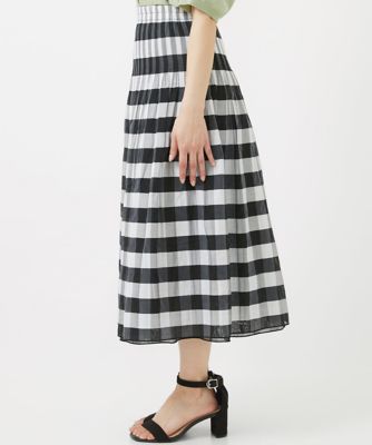 小さいサイズ】シアーチェックストライプ柄リバーシブルスカート