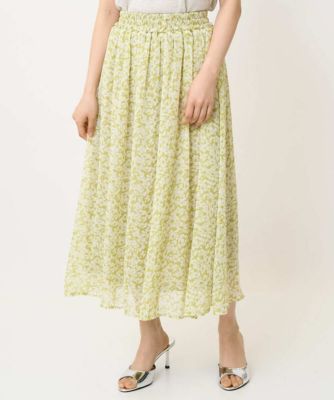 小さいサイズ】小花柄シフォンスカート／丈の長さが選べる