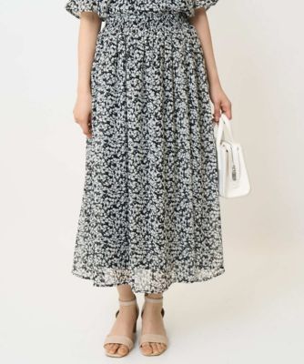 ＜MK MICHEL KLEIN（Women/小さいサイズ）＞【小さいサイズ】小花柄シフォンスカート／丈の長さが選べる／洗える／セットアップ対応