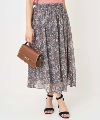 ＜MK MICHEL KLEIN（Women/小さいサイズ）＞【小さいサイズ】フラワードットプリントシフォンスカート／丈の長さが選べる／洗濯機で洗える／セットアップ対応